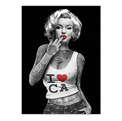 Wand Kunst Bild Leinwand Marilyn Monroe Schauspielerin Schönheit Tattoo Malerei Wand Kunst Poster und Drucke Wand Bild Kunstwerk für Wohnzimmer Dekor Unframed,50x70cm von DFBFMO