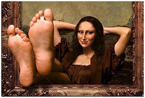 Wandkunst Bild Mona Lisa Leinwand Gemälde Druck Kunst Lustige Mona Lisa Füße Wanddekoration Leinwand Poster Druck Modernes Home Decor Kunstwerk Bild Ohne Rahmen,50×75cm von DFBFMO