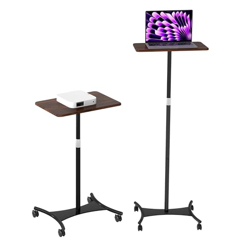 DFENG Stehpult Höhenverstellbar 40–120 cm Laptoptisch mit Rollen Mobile Stehtisch Laptop Ständer Stehrolltisch Standing Desk Tragbar Rednerpult Stehlesepult Beistelltisch für Büros/Bett/Sofa von DFENG