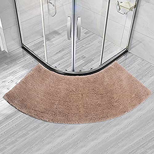 Gebogene Duschmatte, 45x143cm Duschvorleger Runddusche, rutschfest Maschinenwaschbar Badvorleger, Flauschig Weich Badezimmerteppich Die Sich an Eine Runddusche Anpasst (Brown) von DFEO@MF