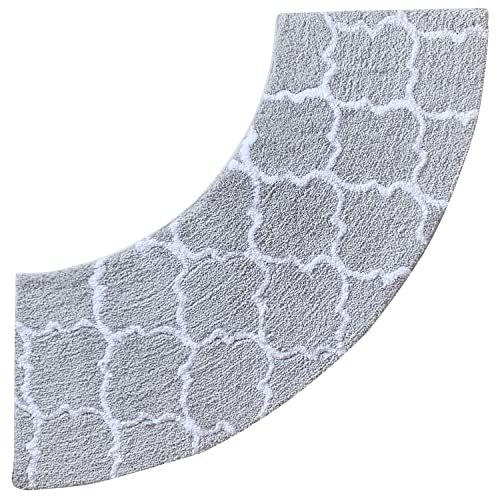 DFEO@MF Gebogene Duschmatte, 45x143cm Duschvorleger Runddusche, rutschfest Maschinenwaschbar Badvorleger, Flauschig Weich Badezimmerteppich Die Sich an Eine Runddusche Anpasst (Grid) von DFEO@MF