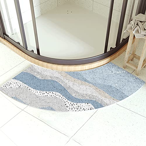 Badematte Halbrund, Anti-Rutsch Badezimmer Teppich Badteppich Eckdusche Quadrant Gebogener Badteppich, Lammwolle, Waschbar, Für Dusche Oder Badewanne, 45 * 100CM von DFEO