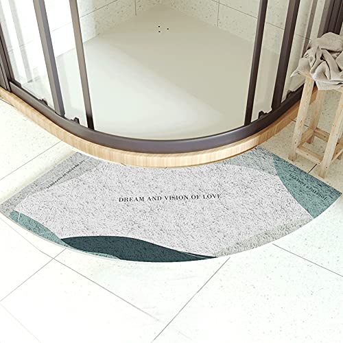 Badematte Halbrund, Anti-Rutsch Badezimmer Teppich Badteppich Eckdusche Quadrant Gebogener Badteppich, Lammwolle, Waschbar, Für Dusche Oder Badewanne, 45 * 100CM von DFEO