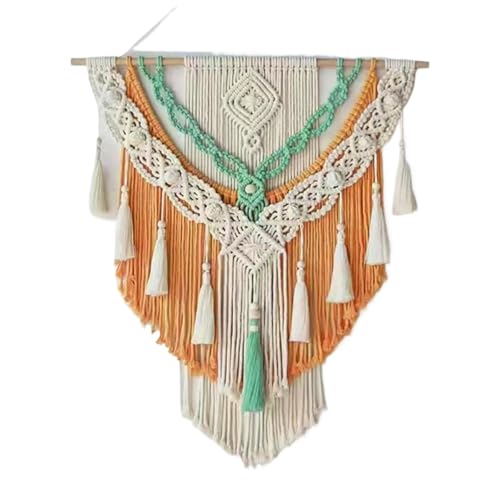 50 * 70cm Macrame Woven Wand Hängen Hause Chic Kunst Dekor Schöne Wohnung Wohnheim Zimmer Dekoration Wandteppich Für die Dekoration von Wänden(Orange) von DFGBAPKBL