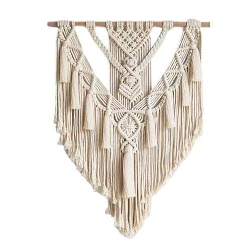 50 * 70cm Macrame Woven Wand Hängen Hause Chic Kunst Dekor Schöne Wohnung Wohnheim Zimmer Dekoration Wandteppich Für die Dekoration von Wänden(White) von DFGBAPKBL
