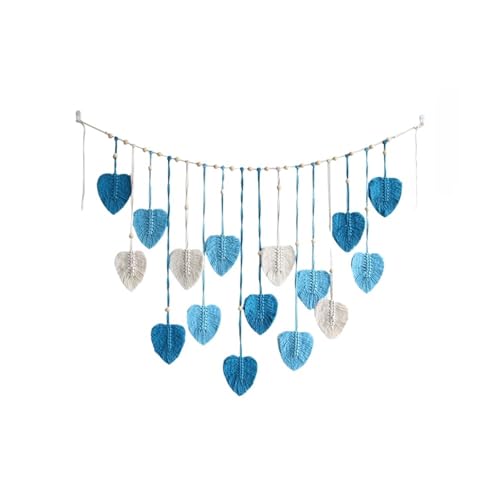 Blatt Makramee Wandbehang Gewebter Wandteppich Blätter Quasten Ornamente Home Wohnzimmer Hochzeitsdekoration Handgemachte Kunst Für die Dekoration von Wänden(Blue) von DFGBAPKBL