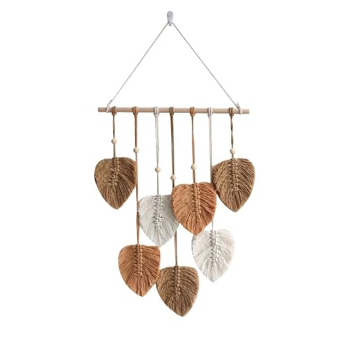 Blatt Makramee Wandbehang Gewebter Wandteppich Blätter Quasten Ornamente Home Wohnzimmer Hochzeitsdekoration Handgemachte Kunst Für die Dekoration von Wänden(Khaki) von DFGBAPKBL