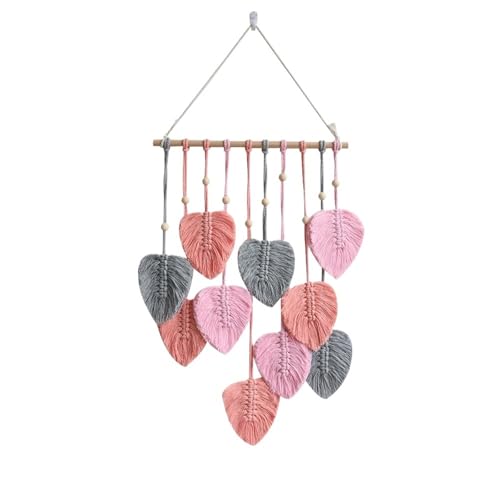 Blatt Makramee Wandbehang Gewebter Wandteppich Blätter Quasten Ornamente Home Wohnzimmer Hochzeitsdekoration Handgemachte Kunst Für die Dekoration von Wänden(Pink 3) von DFGBAPKBL