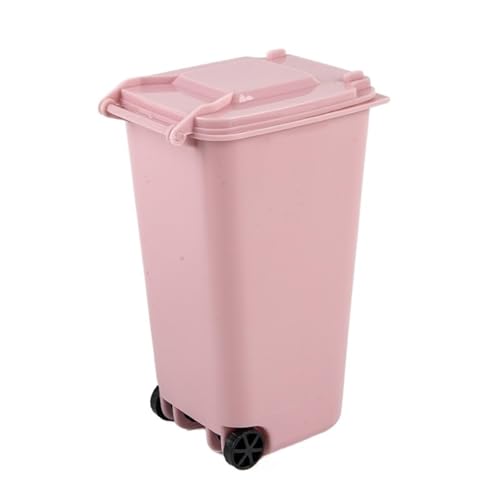 DFGBAPKBL 10Pcs Mini Desktop Mülleimer Kunststoff Abfall Bins mit Deckel Haushalt Für Desktop-Müll(Pink) von DFGBAPKBL