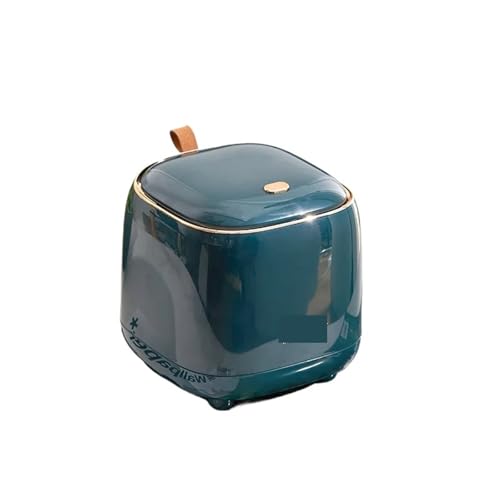 DFGBAPKBL 14,5X14,5 X15cm Desktop Mülleimer mit Deckel Kleine Lagerung Abfall Bin Papier Korb Organizer Für Desktop-Müll(Dark green) von DFGBAPKBL