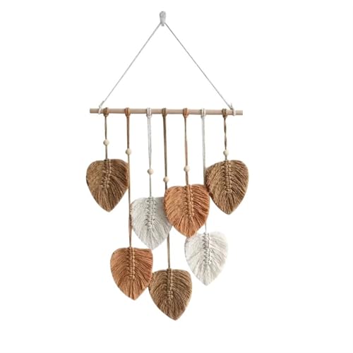 DFGBAPKBL Blätter Quasten Hand-woven Makramee Wand Hängen Ornament Handwerk Dekoration Blatt Wandteppich for Home Wohnzimmer Dekore Für die Dekoration von Wänden(Khaki) von DFGBAPKBL