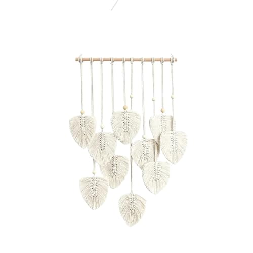 DFGBAPKBL Blätter Quasten Hand-woven Makramee Wand Hängen Ornament Handwerk Dekoration Blatt Wandteppich for Home Wohnzimmer Dekore Für die Dekoration von Wänden(White) von DFGBAPKBL