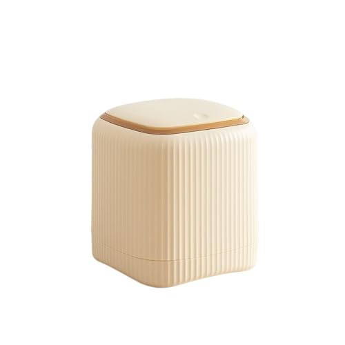 DFGBAPKBL Desktop-Mülleimer mit Abdeckung Abfalleimer Büro Schreibtisch Aufbewahrungsbox Kunststoff Für Desktop-Müll(Beige) von DFGBAPKBL