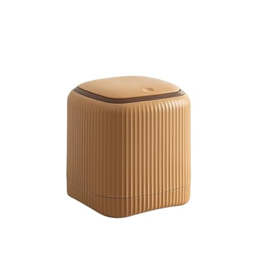 DFGBAPKBL Desktop-Mülleimer mit Abdeckung Abfalleimer Büro Schreibtisch Aufbewahrungsbox Kunststoff Für Desktop-Müll(Brown) von DFGBAPKBL