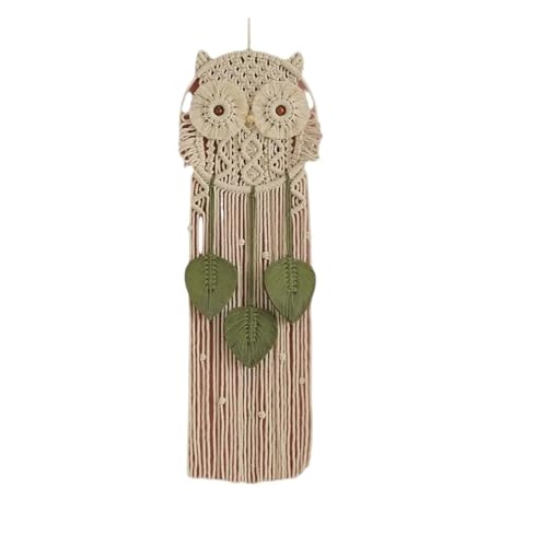 DFGBAPKBL Handgewebte Eulen Traumfänger Ornament Baumwolle Makramee Wandbehang Dekor DIY Eule Wandteppich Wohndekoration Für die Dekoration von Wänden(Beige) von DFGBAPKBL