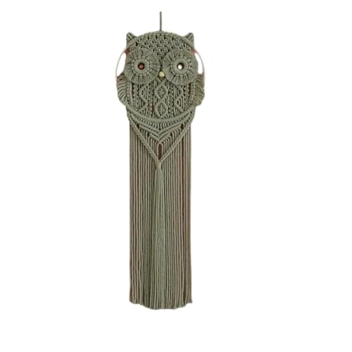 DFGBAPKBL Handgewebte Eulen Traumfänger Ornament Baumwolle Makramee Wandbehang Dekor DIY Eule Wandteppich Wohndekoration Für die Dekoration von Wänden(Green) von DFGBAPKBL