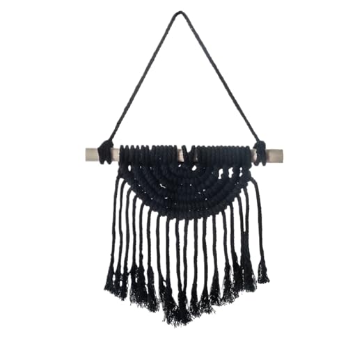 DFGBAPKBL Handgewebte Makramee-Dekoration, Wandbehang, Wandteppich, Wohnheim, Kopfteil, Hintergrund, Heimdekoration, Zubehör Für die Dekoration von Wänden(Black) von DFGBAPKBL