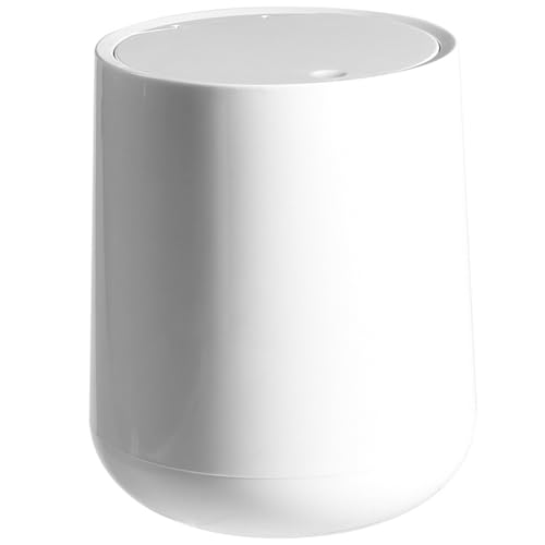 DFGBAPKBL Kleiner runder Mülleimer aus Kunststoff for Wohnzimmer, Schlafzimmer, Couchtisch Für Desktop-Müll(White) von DFGBAPKBL