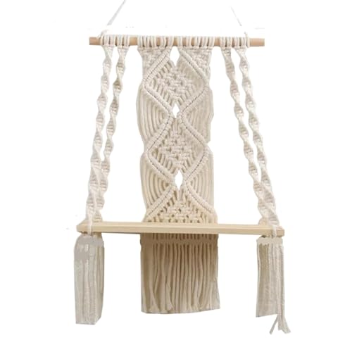 DFGBAPKBL Makramee Wandbehang Tapisserie mit Holzregal handgewebte Quaste Vorhang Hochzeit Hintergrund Dekor Für die Dekoration von Wänden(Style1) von DFGBAPKBL