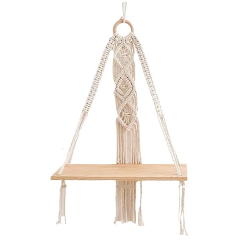 DFGBAPKBL Makramee Wandbehang Tapisserie mit Holzregal handgewebte Quaste Vorhang Hochzeit Hintergrund Dekor Für die Dekoration von Wänden(Style4) von DFGBAPKBL