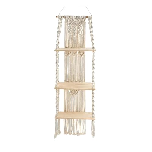 DFGBAPKBL Makramee Wandbehang Tapisserie mit Holzregal handgewebte Quaste Vorhang Hochzeit Hintergrund Dekor Für die Dekoration von Wänden(Style5) von DFGBAPKBL