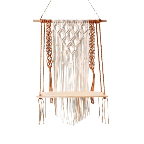 DFGBAPKBL Makramee Wandbehang Tapisserie mit Holzregal handgewebte Quaste Vorhang Hochzeit Hintergrund Dekor Für die Dekoration von Wänden(Style9) von DFGBAPKBL