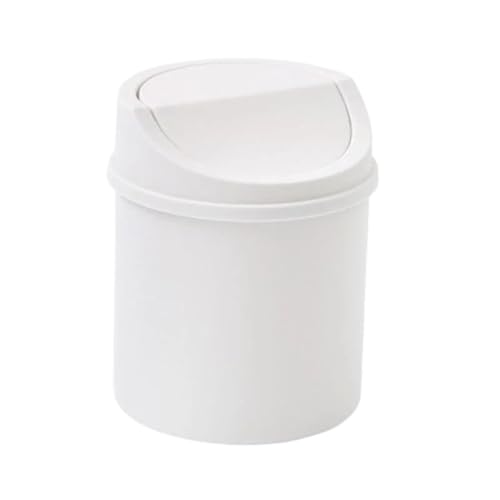 DFGBAPKBL Mini-Desktop-Mülleimer, mit Abdeckung, Schlafzimmer for den Schreibtisch Für Desktop-Müll(White) von DFGBAPKBL