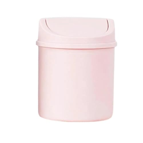 DFGBAPKBL Mini-Tischmülleimer, kleiner Mülleimer, Rohr mit Deckel Für Desktop-Müll(Pink) von DFGBAPKBL