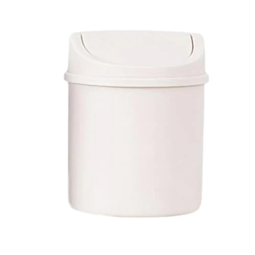 DFGBAPKBL Mini-Tischmülleimer, kleiner Mülleimer, Rohr mit Deckel Für Desktop-Müll(White) von DFGBAPKBL