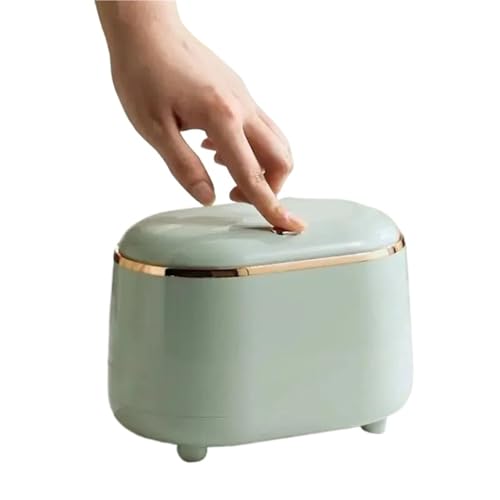 DFGBAPKBL Mini-Tischmülleimer mit Deckel, leichter Kunststoff-Pressmülleimer for Büro, Schlafzimmer Für Desktop-Müll(Green) von DFGBAPKBL