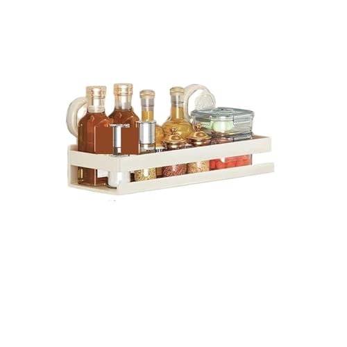 DFGBAPKBL Saugnapf Küche Regal Wand Montiert Spice Organizer Badezimmer Toilettenartikel Lagerung Racks Zur Aufbewahrung von Badezimmerzubehör(Beige) von DFGBAPKBL