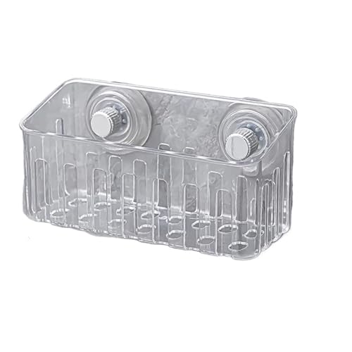 DFGBAPKBL Saugnapf-Spülbeckenregal, Wasserhahn-Abflussregal, multifunktionaler Korb, Küchenschwammregal, stanzfreie Wandhalterung Zur Aufbewahrung von Badezimmerzubehör(Clear-2pcs) von DFGBAPKBL