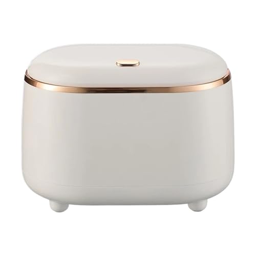 DFGBAPKBL Schreibtisch-Mülleimer mit Druck-zum-Öffnen-Deckel und elliptischer Form Für Desktop-Müll(White) von DFGBAPKBL