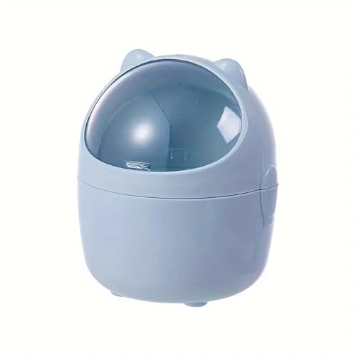 DFGBAPKBL Zylindrischer Mini-Papierkorb mit abschraubbarem Deckel – Schreibtisch-Mülleimer aus Kunststoff Für Desktop-Müll(Blue-3pcs) von DFGBAPKBL