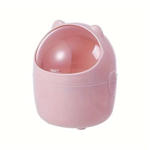 DFGBAPKBL Zylindrischer Mini-Papierkorb mit abschraubbarem Deckel – Schreibtisch-Mülleimer aus Kunststoff Für Desktop-Müll(Pink-3pcs) von DFGBAPKBL
