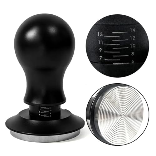 Kaffee Tamper Ripple Basis Espresso Barista Feder Geladen Zum Zerkleinern von Kaffeepulver(51mm,Round handle) von DFGBAPKBL