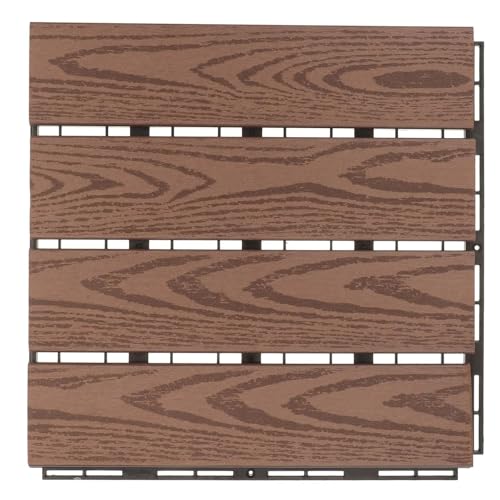 Kunststoff-Terrassenfliesen 30x30cm Kaffeefarbe gepresster Bodenbelag Easy Cut Clean Outdoor Balkonboden Für die Verlegung von Böden im Freien Kunststoff-Terrassenfliesen 30x30cm Kaffeefarbe gepresster Bodenbelag Easy Cut Clean Outdoor Balkonboden Für die Verlegung von Böden im Freien von DFGBAPKBL