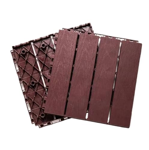 Outdoor-Imitation Holzboden Kunststoff Terrasse Balkon Bad Garten Hof Ökologisches Mosaik 30x30cm Für die Verlegung von Böden im Freien(1Pcs Brown) von DFGBAPKBL