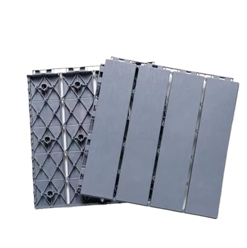 Outdoor-Imitation Holzboden Kunststoff Terrasse Balkon Bad Garten Hof Ökologisches Mosaik 30x30cm Für die Verlegung von Böden im Freien(1Pcs Gray) von DFGBAPKBL