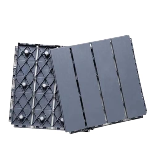 Outdoor-Imitation Holzboden Kunststoff Terrasse Balkon Bad Garten Hof Ökologisches Mosaik 30x30cm Für die Verlegung von Böden im Freien(2Pcs Gray) von DFGBAPKBL