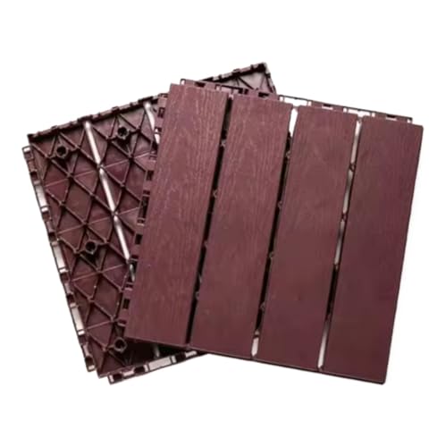 Outdoor-Imitation Holzboden Kunststoff Terrasse Balkon Bad Garten Hof Ökologisches Mosaik 30x30cm Für die Verlegung von Böden im Freien(3Pcs Brown) von DFGBAPKBL