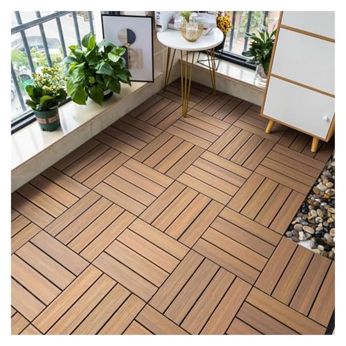 Spleißen von Kunststoff-Holzböden im Außenbereich, Balkon, selbstverlegender Terrassenrenovierungsboden, Innenhofboden zur Heimdekoration Für die Verlegung von Böden im Freien(J 30x30cm 1pc) von DFGBAPKBL