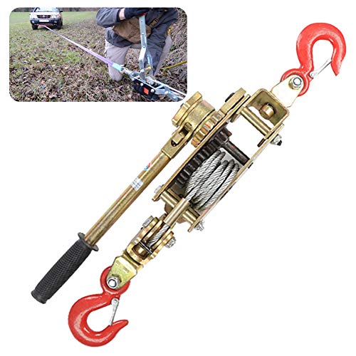 DFGENLY Multifunktions Ratsche Greifzug mit Seilzug, Zuhause Hand Power Puller mit Bremse und 2 Haken, Forstseilwinde Tragbar Stahl Handseilwinde, Traktion: 2/3/4 Ton von Aocay