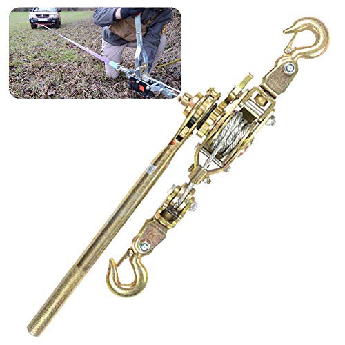 DFGENLY Multifunktions Ratsche Greifzug mit Seilzug, Zuhause Hand Power Puller mit Bremse und 2 Haken, Forstseilwinde Tragbar Stahl Handseilwinde, Traktion: 2/3/4 Ton von Aocay