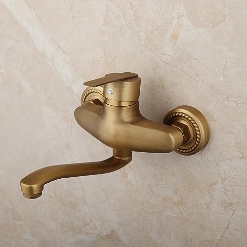 Antiker Messing-Waschbecken-Mischbatterie-Einhandgriff-Wandmontage 360 Grad drehbarer Badezimmer-Waschbecken-Mischbatterie-Wasserhahn,Antik Antiker Messing-Waschbecken-Mischbatterie-Einhandgriff-Wandmontage 360 Grad drehbarer Badezimmer-Waschbecken-Mischbatterie-Wasserhahn,Antik von DFGHNBVC