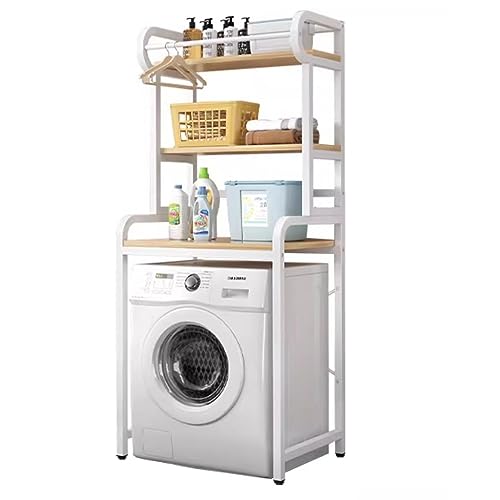 DFGHNBVC 3-Stöckiges Lagerregal Über Der Waschmaschine Und Dem Trockner, Badezimmerregal Aus Metall Mit Handtuchstange, Platzsparende Waschküche, Vielseitiges Regal Für Den Heimgebrauch von DFGHNBVC