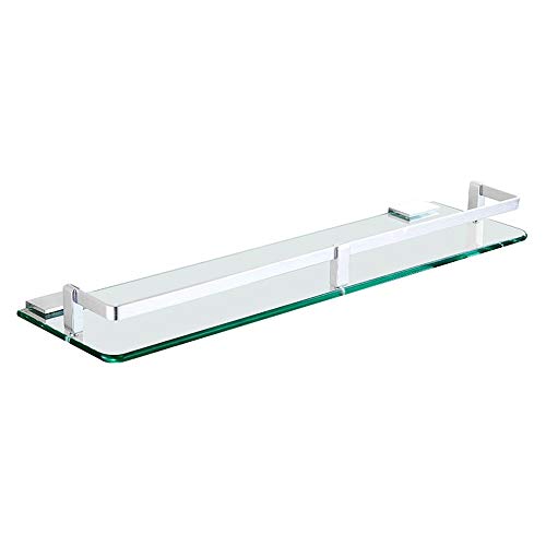 DFGHNBVC Badezimmer-Glasregal, An Der Wand Montiertes Einstöckiges Duschregal Mit Spiegelfront, Ablagefach Für Bad Und Küche, Korb-Organizer, Badezimmerregal Aus Glas, 60 cm von DFGHNBVC