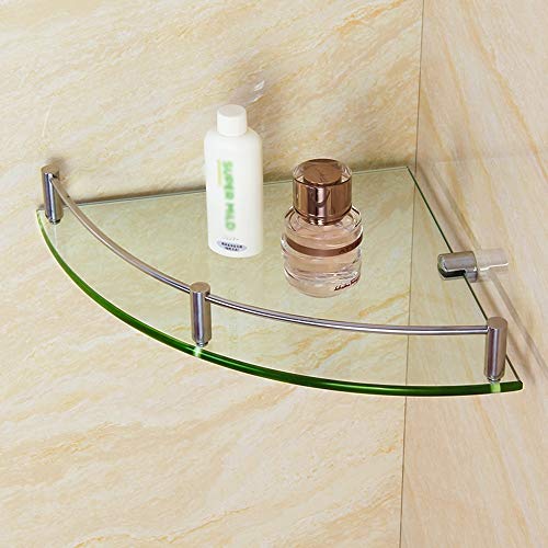DFGHNBVC Badezimmer-Glasregal, Eck-Waschtisch Mit Einstöckigem Boden Und Spiegel, Kosmetikregal, Multifunktionaler Duschhandtuchhalter, Badezimmerregal Aus Glas, 28 cm von DFGHNBVC