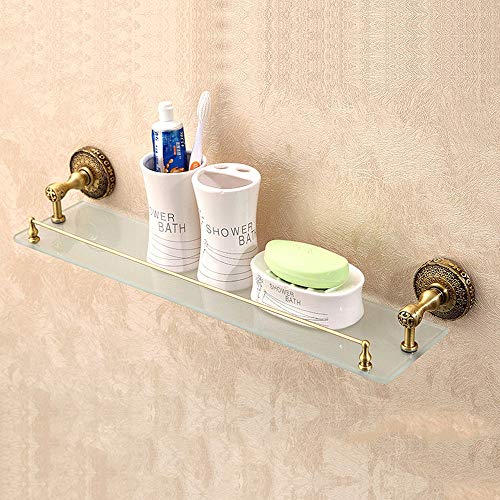 DFGHNBVC Badezimmer-Glasregal, Vollkupfergeländer Aus Gehärtetem Glas, Kosmetik-Duschraumregal, Multifunktionales Wohnzimmer-Küchen-Lagerregal, Badezimmerregal Aus Glas von DFGHNBVC