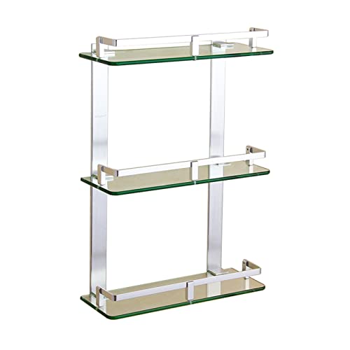 DFGHNBVC Badezimmerregale Badezimmer-Glasregal Wandmontierte Duschregale Mit Aluminiumschienen Rostfreie 3-Stufige Platzsparende Badezimmermöbel, 45 cm von DFGHNBVC